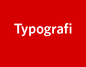 Röd färgplatta med text: Typografi