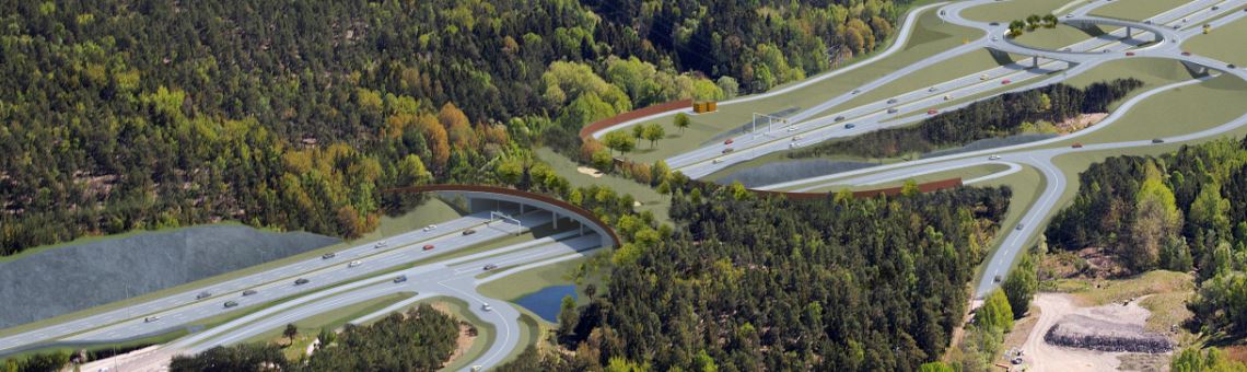 Ekodukt vid Trafikplats Flottsbro som Tvärförbindelse Södertörn ska bygga.