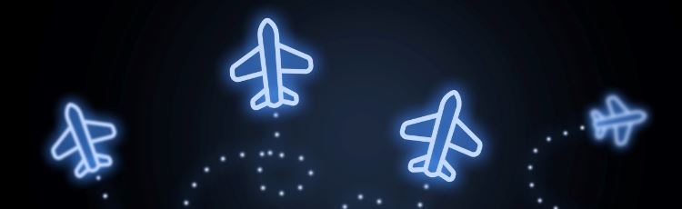 grafik med flygplan i blåttt mot svart bakgrund