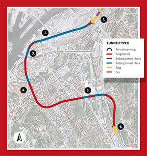 Map over the tunnel area