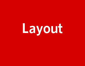 Röd färgplatta med text: Layout