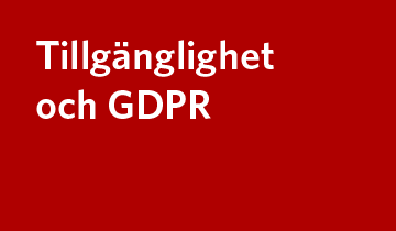 Röd färgplatta med texten: Tillgänglighet och GDPR