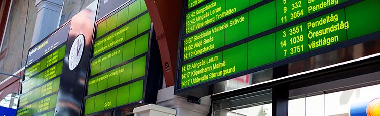 Train table at Gothenburg station.