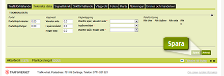 Skärmdump av Plk-webb visar en grön knapp för spara längst ned i högra hörnet. 
