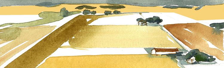 Landskap i Skara-Vara karaktär. Illustration: Emily Wade