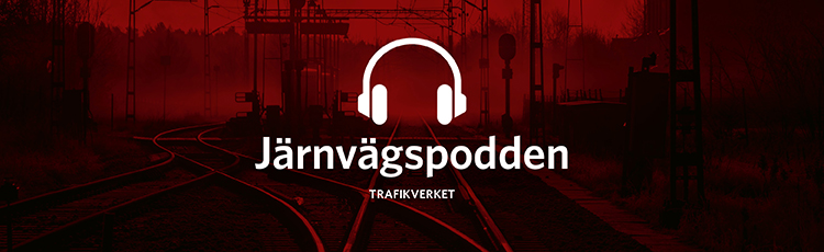 Grafik med hörlurar och texten Järnvägspodden