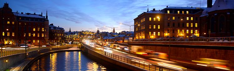 Old town in Stockholm at night. 