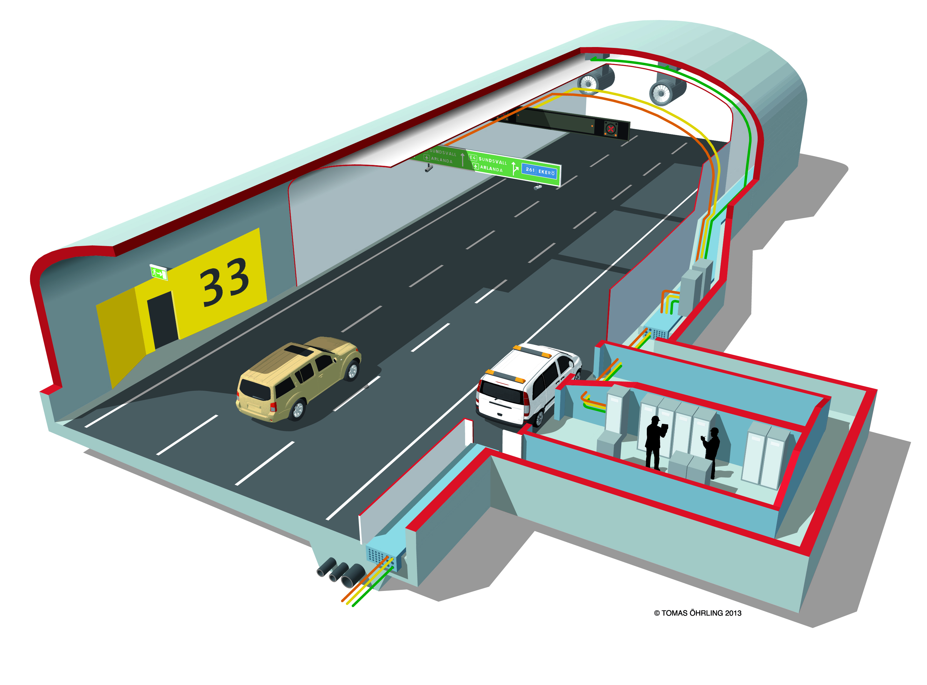 Two external networks will supply the long tunnel with electricity. The networks will be connected to substations situated at the northern and the southern ends of the tunnel.