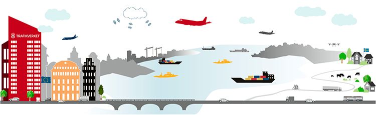 Illustration som visar fartyg och flygplan.